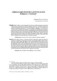 Liberalismo político, justificación pública y verdad / Mariano Garreta Leclercq | Biblioteca Virtual Miguel de Cervantes