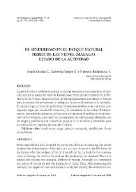El senderismo en el Parque Natural Sierra de las Nieves (Málaga). Estado de la actividad / Remedios Larrubia Vargas, Carmen Ocaña Ocaña y S. Navarro Rodríguez | Biblioteca Virtual Miguel de Cervantes