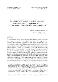La actividad laboral de las familias africanas y latinoamericanas reagrupadas en la España mediterránea / Vicente Gozálvez Pérez... [et.al.] | Biblioteca Virtual Miguel de Cervantes