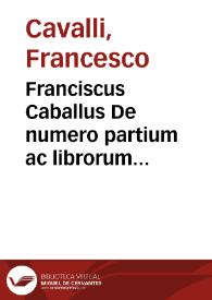 Franciscus Caballus De numero partium ac librorum physicae doctrinae Aristotelis | Biblioteca Virtual Miguel de Cervantes
