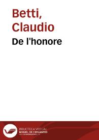 De l'honore | Biblioteca Virtual Miguel de Cervantes