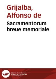 Sacramentorum breue memoriale | Biblioteca Virtual Miguel de Cervantes