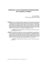 Ferrajoli, o el neoconstitucionalismo no tomado en serio / Mauro Barberis | Biblioteca Virtual Miguel de Cervantes