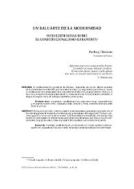 Un baluarte de la modernidad. Notas defensivas sobre el constitucionalismo garantista / Pierluigi Chiassoni | Biblioteca Virtual Miguel de Cervantes