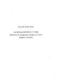 Las bodas de Peleo y Tetis (Relación de mojiganga callejera de 1672). Estudio y edición / Sagrario López Poza | Biblioteca Virtual Miguel de Cervantes