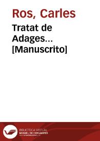 Tratat de Adages... [Manuscrito] | Biblioteca Virtual Miguel de Cervantes
