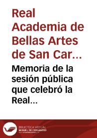 Memoria de la sesión pública que celebró la Real Academia de Bellas Artes de San Carlos de Valencia el día 4 de octubre de 1896...  | Biblioteca Virtual Miguel de Cervantes