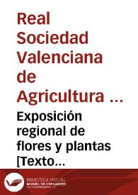 Exposición regional de flores y plantas [Texto impreso] : mayo de 1880 | Biblioteca Virtual Miguel de Cervantes