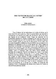 Del "Vautrin"de Balzac al "Vautrin" de J. F. Carbó / Lídia Anoll | Biblioteca Virtual Miguel de Cervantes