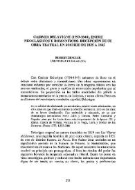 Casimir Delavigne (1793-1848), entre neoclásicos y románticos. Recepción de su obra teatral en Madrid de 1835 a 1845 / Robert Dengler | Biblioteca Virtual Miguel de Cervantes