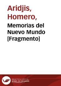 Memorias del Nuevo Mundo [Fragmento] / Homero Aridjis | Biblioteca Virtual Miguel de Cervantes