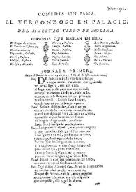 Comedia sin fama. El vergonzoso en palacio / del maestro Tirso de Molina | Biblioteca Virtual Miguel de Cervantes