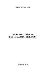 Modelos teóricos del Estado de Derecho / Rafael de Asís Roig | Biblioteca Virtual Miguel de Cervantes