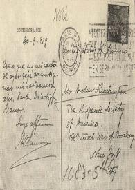Carta de Rafael Altamira a Archer Milton Huntington. París, 30 de septiembre de 1929 | Biblioteca Virtual Miguel de Cervantes