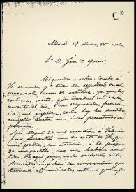 Carta de Rafael Altamira a Francisco Giner de los Ríos. Alicante, 27 de marzo de 1888 | Biblioteca Virtual Miguel de Cervantes