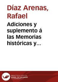 Adiciones y suplemento á las Memorias históricas y estadísticas de Filipinas / Rafael Díaz Arenas | Biblioteca Virtual Miguel de Cervantes