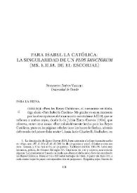 Para Isabel la Católica: la singularidad de un "Flos Sanctorum" (MS. h.II 18. de El Escorial) / Fernando Baños Vallejo | Biblioteca Virtual Miguel de Cervantes