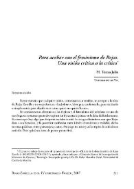 Para acabar con el feminismo de Rojas. Una visión crítica a la crítica / María Teresa Julio | Biblioteca Virtual Miguel de Cervantes
