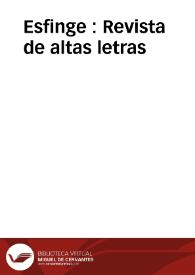 Esfinge : Revista de altas letras / director Froylán Turcios | Biblioteca Virtual Miguel de Cervantes