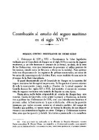 Contribución al estudio del seguro marítimo en el siglo XVI / Manuel Basas | Biblioteca Virtual Miguel de Cervantes