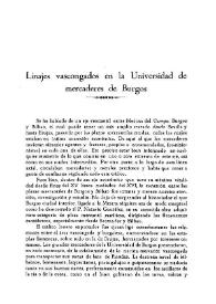 Linajes vascongados en la Universidad de mercaderes de Burgos / Manuel Basas | Biblioteca Virtual Miguel de Cervantes