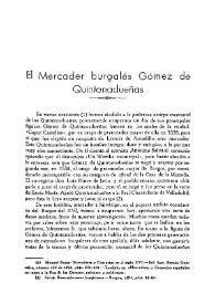 El mercader burgalés Gómez de Quintanadueñas / Manuel Basas | Biblioteca Virtual Miguel de Cervantes