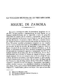Miguel de Zamora: la vocación religiosa de un viejo mercader / Manuel Basas | Biblioteca Virtual Miguel de Cervantes