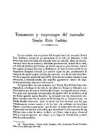 Testamento y mayorazgos del mercader Simón Ruiz Embito / Manuel Basas | Biblioteca Virtual Miguel de Cervantes