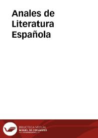 Anales de Literatura Española | Biblioteca Virtual Miguel de Cervantes