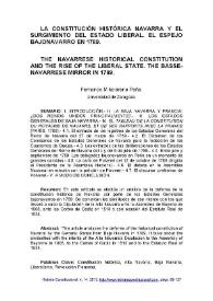 La Constitución histórica navarra y el surgimiento del Estado liberal. El espejo bajonavarro en 1789 / Fernando Mikelarena Peña | Biblioteca Virtual Miguel de Cervantes