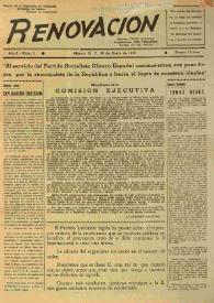 Renovación (México D. F.) : Órgano de la Federación de Juventudes Socialistas de España. Año I, núm. 1, 20 de enero de 1944 | Biblioteca Virtual Miguel de Cervantes