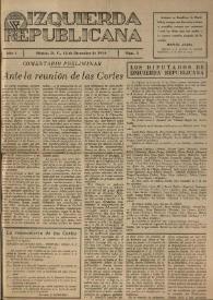 Izquierda Republicana. Año I, núm. 5, 15 de diciembre de 1944 | Biblioteca Virtual Miguel de Cervantes