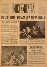 Independencia : Publicación de la Unión de Jóvenes Patriotas. Núm. 1, 25 de julio de 1944 | Biblioteca Virtual Miguel de Cervantes