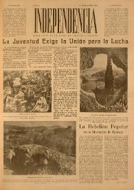 Independencia : Publicación de la Unión de Jóvenes Patriotas. Núm. 3, 1 de septiembre de 1944 | Biblioteca Virtual Miguel de Cervantes