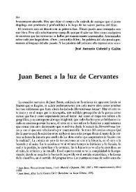 Benet a la luz de Cervantes / María Elena Bravo | Biblioteca Virtual Miguel de Cervantes