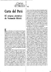 Carta del Perú: " El enigma pictórico de Venancio Shinki" / Ana María Gazzolo | Biblioteca Virtual Miguel de Cervantes