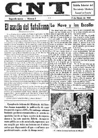 CNT : Boletín Interior del Movimiento Libertario Español en Francia. Segunda época, núm. 1, 17 de marzo de 1945 | Biblioteca Virtual Miguel de Cervantes