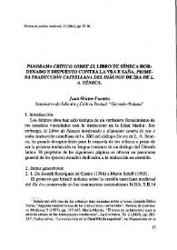 Panorama crítico sobre el "Libro de Séneca hordenado e dispuesto contra la yra e saña", primera traducción castellana del diálogo "De ira" de L. A. Séneca / Juan Héctor Fuentes | Biblioteca Virtual Miguel de Cervantes