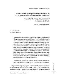 Acerca de los presupuestos metateóricos de "Las pretensiones normativas del Derecho": "posibilidad de error y desacuerdo sobre le concepto de Derecho" / Lucila Fernández Alle | Biblioteca Virtual Miguel de Cervantes