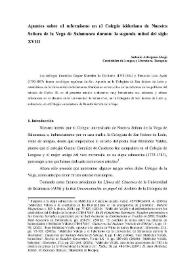 Apuntes sobre el reformismo en el colegio isidoriano de Nuestra Señora de la Vega de Salamanca durante la segunda mitad del siglo XVIII / por Antonio Astorgano Abajo | Biblioteca Virtual Miguel de Cervantes