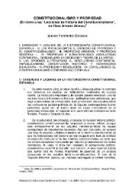 Constitucionalismo y propiedad (En torno a las "Lecciones de Historia del Constitucionalismo", de Clara Álvarez Alonso) / Ignacio Fernández Sarasola | Biblioteca Virtual Miguel de Cervantes