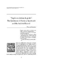 "Según es cristiana la gente": The Quintanar of "Persiles y Sigismunda" and the Archival Record / William Childers | Biblioteca Virtual Miguel de Cervantes