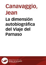 La dimensión autobiográfica del Viaje del Parnaso / Jean Canavaggio | Biblioteca Virtual Miguel de Cervantes