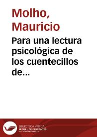 Para una lectura psicológica de los cuentecillos de locos del segundo Don Quijote / Mauricio Molho | Biblioteca Virtual Miguel de Cervantes
