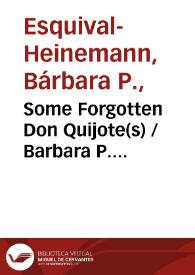 Some Forgotten Don Quijote(s) / Barbara P. Esquival-Heinemann | Biblioteca Virtual Miguel de Cervantes