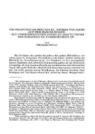 Die Predigten am Fest des hl. Thomas von Aquin auf dem Basler Konzil: Mit einer Edition des "Sermo de Sancto Thoma" des Johannes de Turrecremata OP         / von Thomas Prügl | Biblioteca Virtual Miguel de Cervantes