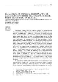 "El alcalde de Mairena", de Fernando de Zárate, un entremés del siglo XVII rehecho y censurado en el XVIII / Abraham Madroñal | Biblioteca Virtual Miguel de Cervantes