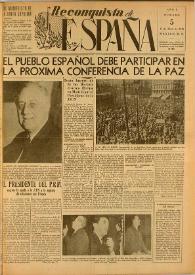 Reconquista de España : Periódico Semanal. Órgano de la Unión Nacional Española en México. Año I, núm. 5, 15 de abril de 1945 | Biblioteca Virtual Miguel de Cervantes
