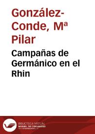 Campañas de Germánico en el Rin / Pilar González-Conde | Biblioteca Virtual Miguel de Cervantes