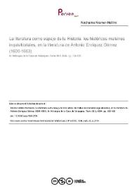 La literatura como espejo de la Historia: los históricos malsines inquisitoriales, en la literatura de Antonio Enríquez Gómez (1600-1663) / Nechama Kramer-Hellinx | Biblioteca Virtual Miguel de Cervantes